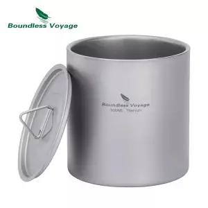 Boundless Voyage 티타늄 이중벽 컵 초경량 쌓을 수 있는 머그잔 야외 캠핑용 휴대용 차 음료 용기 일상