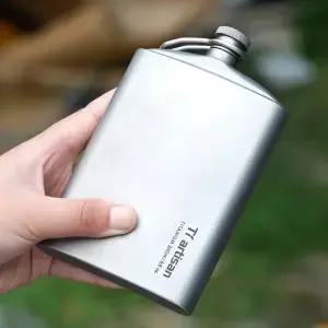 티아티산 티타늄 260ml 알코올 플라스크 야외 캠핑 초경량 휴대용 위스키 와인 병 (깔때기 포함)