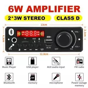 2*3W 6W 5V MP3 디코더 보드 블루투스 5.0 스테레오 오디오 DIY 자동차 플레이어 FM 라디오 TF USB 6.5mm