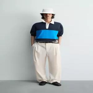 ZARA 컬러 블록 레귤러핏 폴로셔츠 - 블루 4087/407/407