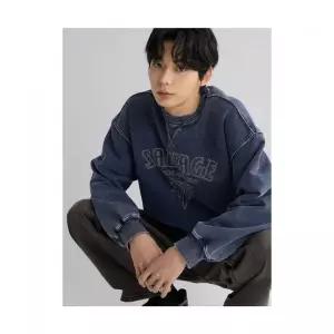 에잇세컨즈 인디고 다잉 스웨트셔츠 블루