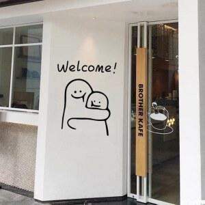 입구 웰컴 스티커 간판 카페스티커 작다 포인트스티커 문구 3D입체 카페 스티커