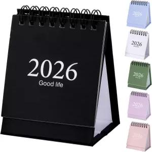 미니 데스크 캘린더 20262027 2026년 1월부터 2027년 7월까지 19개월 스탠딩 플립 스몰 트윈 와이어