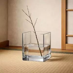 사각 유리 화병 12x12x12cm꽃 글라스 인테리어 화분 소품 투명 다용도 도병 향초 네모난