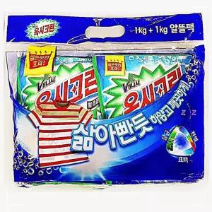 학교 분말형 비누 대용량 관공서 세탁 1kgx2 옥시크린 기 가루 세제 빨래