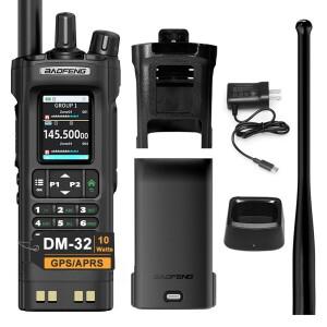 바오펑 DM32 10W 장거리 무전기 GPS SMA AM NOAA AES256 디지털 아날로그 듀얼 타임 슬롯 휴대용 2웨이