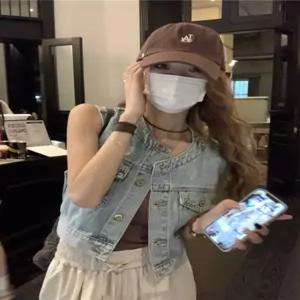 여름 봄 청조끼 조끼베스트 크롭조끼 재킷 데님조끼