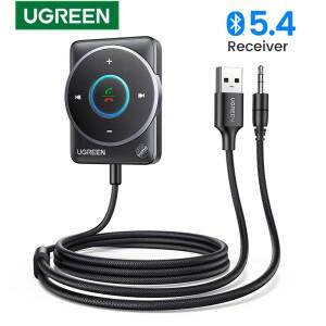 UGREEN USB 블루투스 5.4 차량용 리시버 어댑터 마이크 및 노이즈 캔슬링 AUX 카 키트 스테레오 오디오