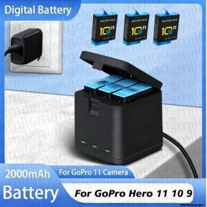 고프로 히어로 11 10 9용 2000mAh 리튬이온 배터리  모션 카메라 충전식