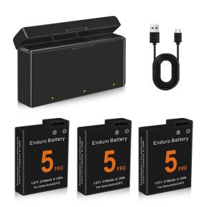 DJI 오스모 액션 5 프로 카메라 배터리 3 슬롯 고속 충 2100mAh 4 액세서리용)