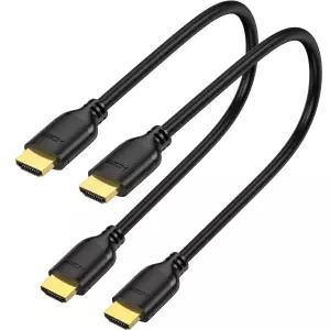 UVOOI 쇼트 HDMI 케이블 1피트 2팩 4K 고속 2.0 코드 4K@60Hz 2K 1080P HDCP 2.2 HDR 3D ARC 및 이더넷