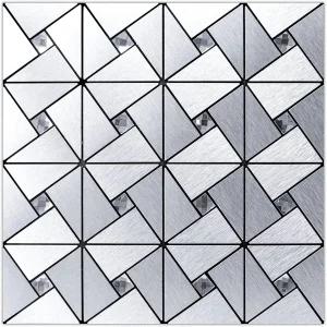 Art3d 10장 필 앤 스틱 주방 벽 장식용 금속 모자이크 타일 알루미늄 복합 스티커에 붙이기 은색 풍차 퍼즐