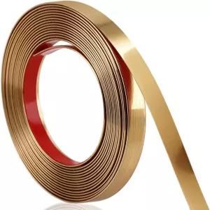 Soengsau 브러시드 골드 마감 몰딩 트림 196.8 L x 0.4 W 천장 벽 타일 가장자리 가구 캐비닛 거울용 필 앤