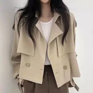 여성 크롭기장 숏 트렌치자켓 더블단추 간절기 아우터 아우터 간절기 크롭자켓 여성자켓 더블단추자켓