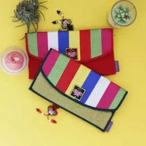 색동 비단 누빔 장지갑 5colors