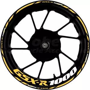 스즈키 GSXR1000 씨프 옐로우를 위한 멋진 17인치 휠 림 스티커 반사 비닐 스트라이프 키트 방수 자가 접착