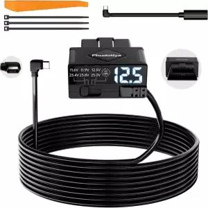 OBD2-USB-C 대시 캠 하드와이어 키트 ACK 감지 기능이 있는 플러그 앤 플레이 전원 케이블 24시간 연중무휴