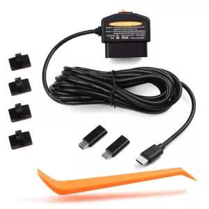 Gmailmall OBD2 대시 카메라용 전원 케이블 Type-C USB 어댑터 하드와이어 충전기 24시간 감시 및 ACC