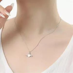 하트목걸이 자개 목걸이 실버925 엔젤하트 백금도금