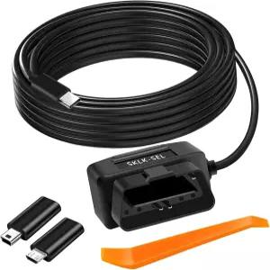 SKLK-SEL OBD 전원 케이블 키트 대시 카메라 USB to Type C 하드와이어 12-24V 5V/3A용 저전압 보호 24시간