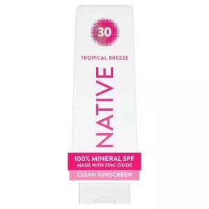 네이티브 미네랄 자외선 차단 로션 SPF 30 트로피컬 브리즈 향 100 산화 아연 함유 하와이 준수 화이트