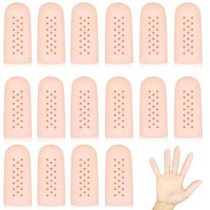 에어 홀이 있는 16PCS 젤 핑거 코트 손가락 끝 보호용 커버 통기성 커버 캡 장갑 상처 갈라짐 방지용 보호대
