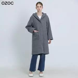 [오조크(OZOC)] 데일리 후드 롱 가디건 코트 (택가격 279000원)