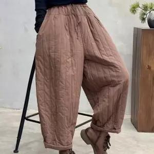 스트라이프 핀턱 누빔 여성 배기 팬츠 바지 (27327238A)