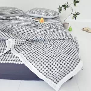바숨 스몰체크 시어서커 여름 홑이불+침대패드+베개커버 세트 슈퍼싱글 SS