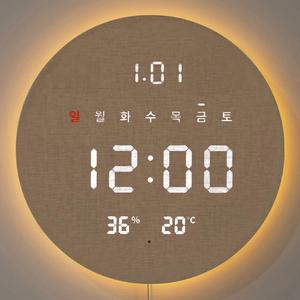 지성INC 플라이토 3세대 백라이트 터닝 플랫 원형 온습도 LED 벽시계 29cm