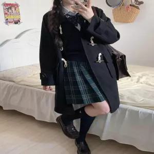 코트 하프코트 후드 가을 겨울 모직 외투 복고풍 더플 숏코트
