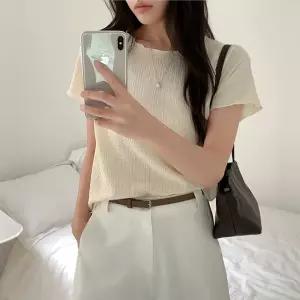 [코코블랑] 리플 링클 반팔 블라우스