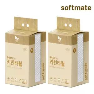 순둥이 소프트메이트 플라스틱 없는 키친타월 100매 2팩 /다용도 주방타올 빨아쓰는 행주