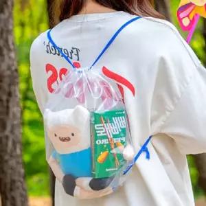백팩형 조임끈투명선물가방 인형선물투명가방 복조리비닐백 3색상