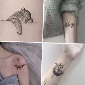 호랑이 타투 스티커 감성 모던 헤나 동물 타투 스티커 문신