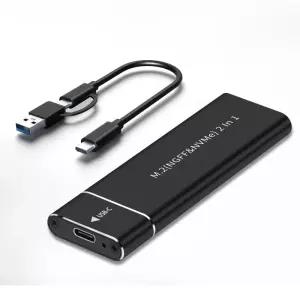 M2 SSD 케이스 NVMe SATA 듀얼 프로토콜 10Gbps USB C 3.1 Gen2 외장 2230/2242/2260/2280 호환
