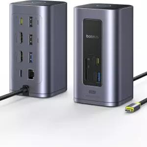 베이스어스 노모스 에어 12 in 1 도킹 스테이션 윈도우용 듀얼 모니터 노트북 4K HDMI 2개 10Gbps USB-C/A