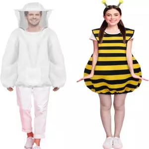 허스키한 할로윈 꿀벌 및 양봉가 튬 커플 프레 머리 장식이 달린 재킷