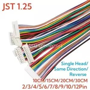 JST 암 소켓 터미널 플러그 와이어 커넥터 전자 케이블 1.25 피치 2 3 4 5 6 7 8 핀 10cm 28AWG 10PCs