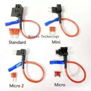 12V 24V 미니 소형 중형 자동차 퓨즈 홀더 10A 마이크로 표준 ATM 블레이드 퓨즈가있는 추가 회로 어댑터