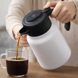 온도표시 차망 보온보냉 주전자 이중진공 900ml 흰색