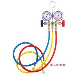 호스와 후크가 있는 에어컨 압력 게이지  3 웨이 AC 진단 매니폴드 세트  프레온 R12 R404A R134a 용