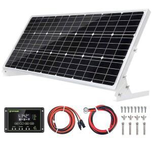 가정용 RV 보트용 탑솔라 100W 12V 태양광 패널 키트 배터리 충전기 100와트 12볼트 오프 그리드 시스템 + 30A 충전 컨트롤러 케이블 장착용 브래킷