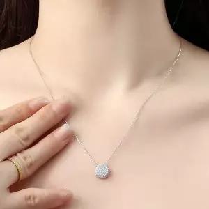 [하프클럽/셀럽하우스](비쥬홀릭) 실버925 백금도금 써클 큐빅 여자 목걸이