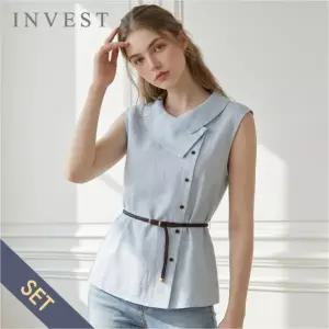 [인베스트] 와이드 카라 린넨 블라우스+벨트 세트_INI6M3BL5641