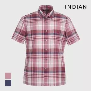 [인디안] [INDIAN] 린넨 블랜드 빅체크 반팔셔츠_MITNSYM4141