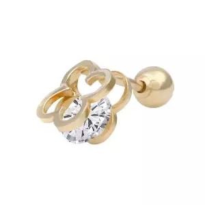 [하프클럽/셀럽하우스]14K GOLD 큐빅 네잎클로버 골드 금 피어싱