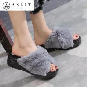 [애슬릿] 엑스 퍼 스트랩 여성 통굽 웨지 슬리퍼 4.5cm (7620438A)
