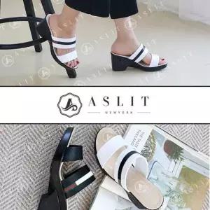 [애슬릿] 발 편한 가죽 이선 스트랩 웨지 통굽 슬리퍼 (5686048A)