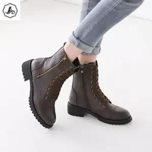 여성 워커 부츠 레이스업 소 가죽 빈티지 빅사이즈 (41481255A)